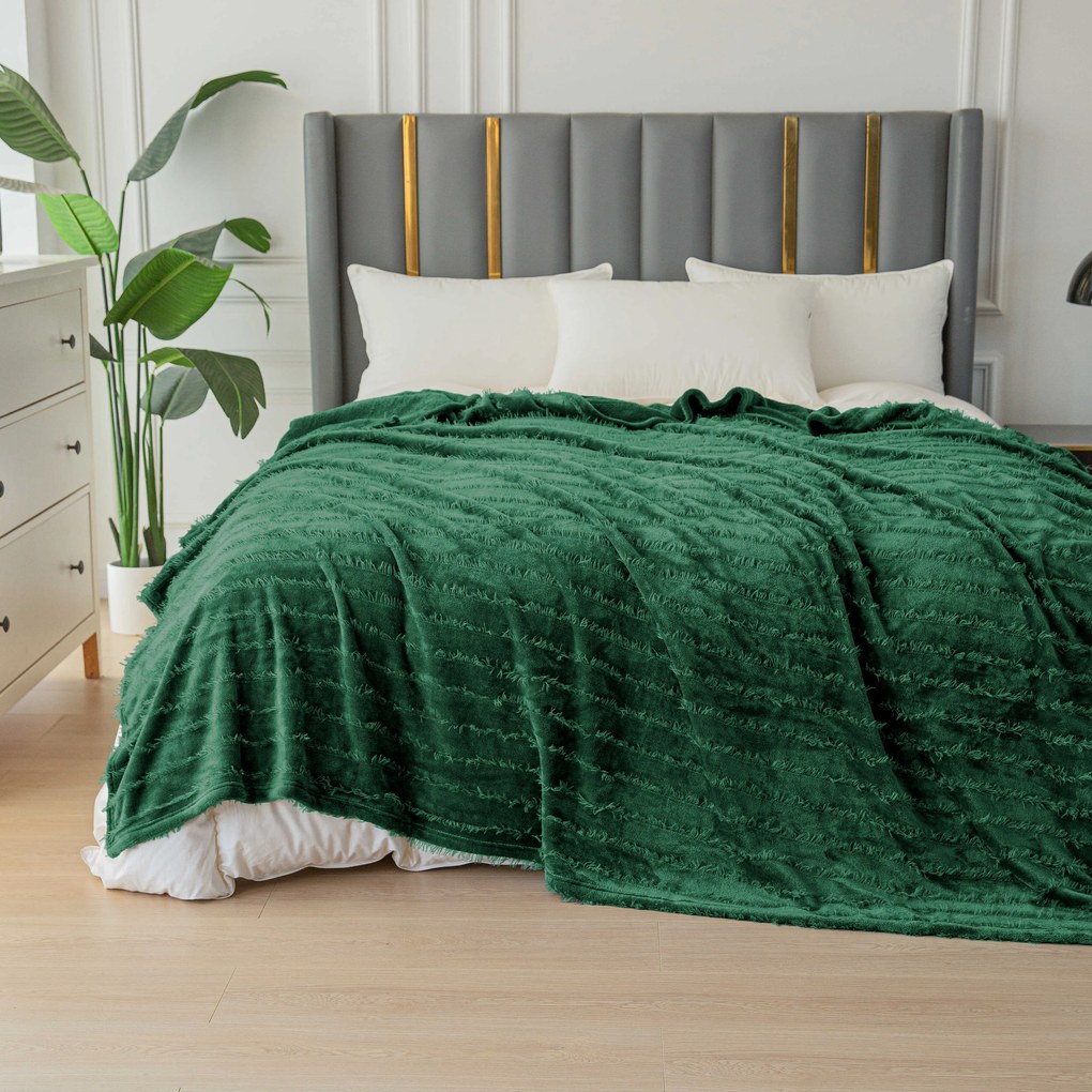 Patura microplus cu model PRESTIGE verde inchis Dimensiune: 160 x 200 cm