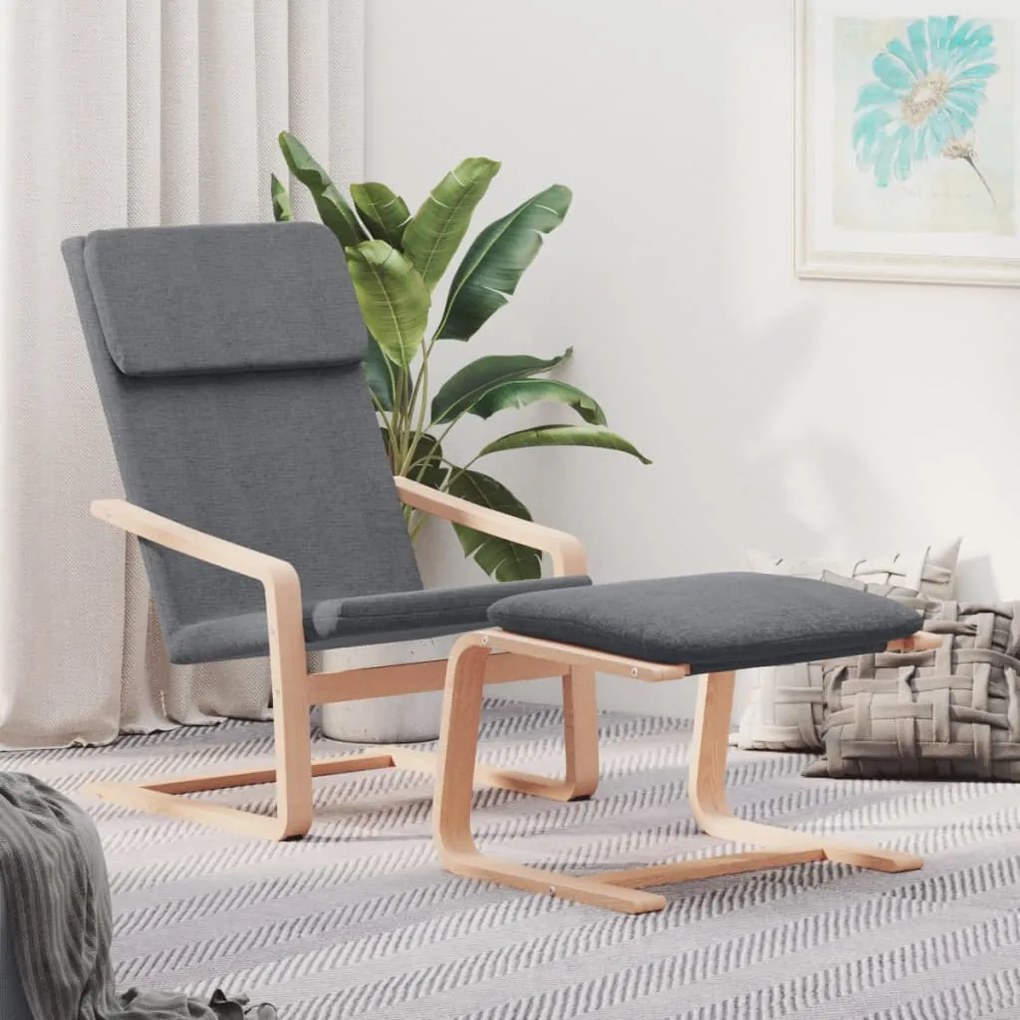 3154897 vidaXL Scaun de relaxare cu taburet, gri deschis, textil