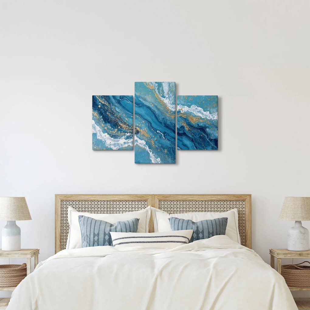 Tablou - Marmură bleu cu aur II. (90x60 cm)