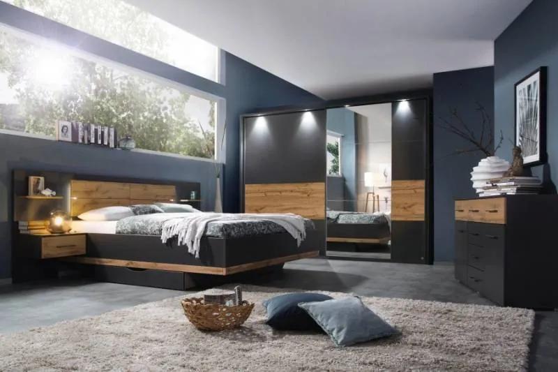 Dormitor gri metalic/stejar artisan MINI BOSTON EXTRA
