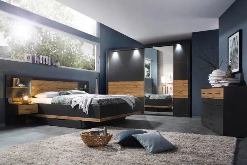 Dormitor gri metalic/ stejar artisan XL BOSTON EXTRA
