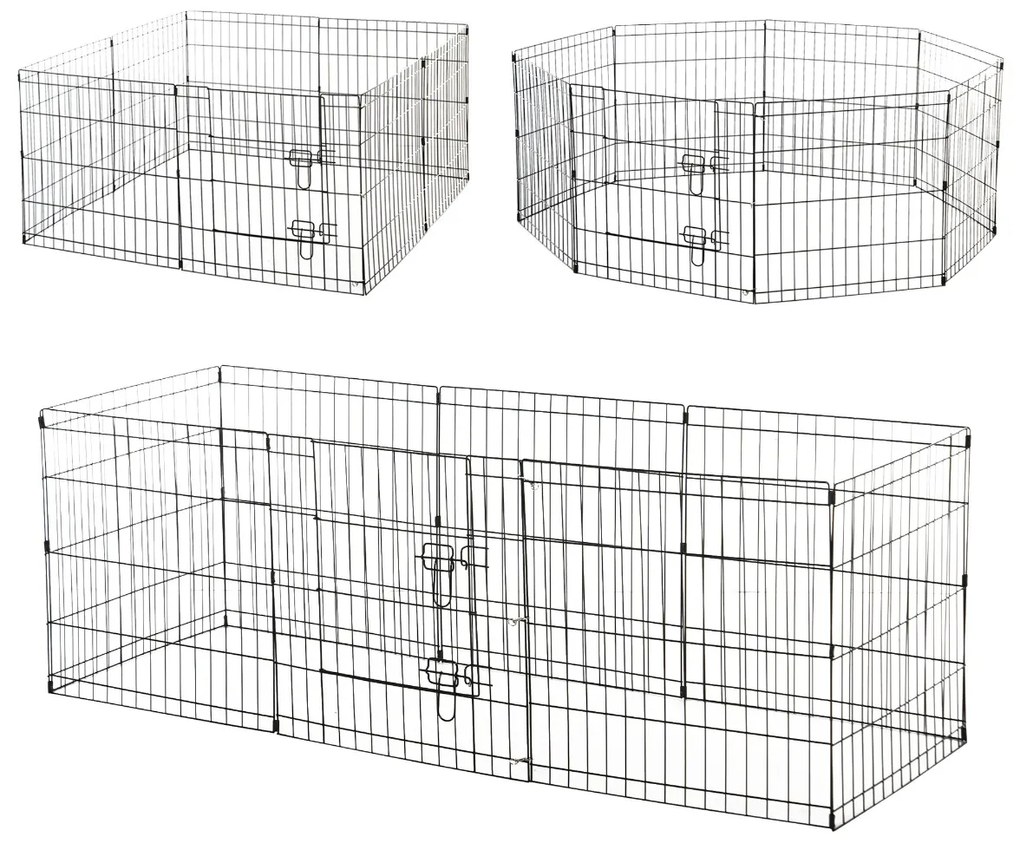 Tarc tip plasa pentru animale PawHut, 8 bucati 61x61cm, negru | AOSOM RO