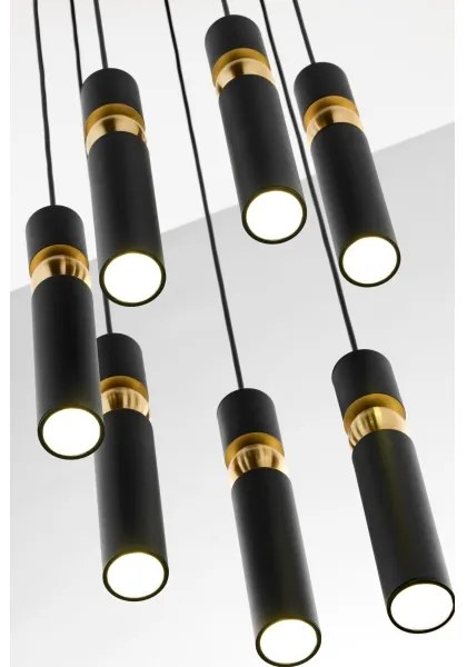 Lustră pe cablu Jupiter 2015 ALAS 7xGU10/10W/230V negru/auriu