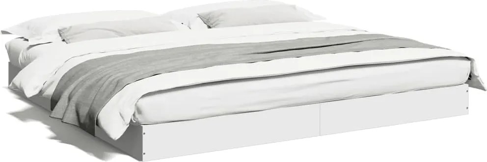 vidaXL Cadru de pat fără saltea, alb, 180x200 cm, lemn de prelucrare