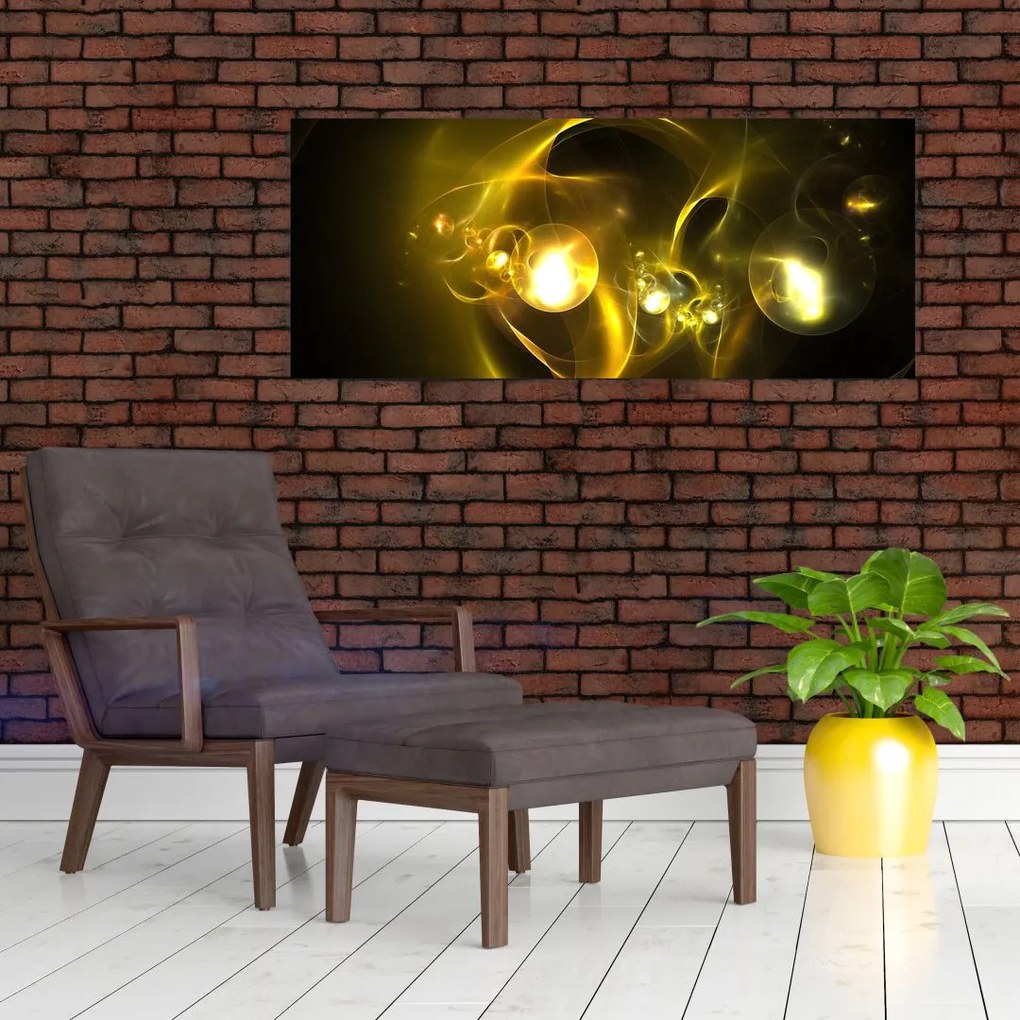 Tabloul abstract cu bile galbene (120x50 cm)