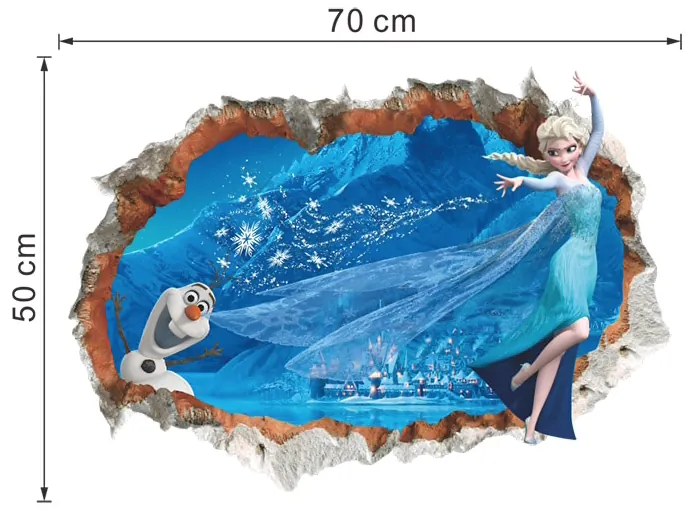 Autocolant de perete "Elsa și Olaf 2" 50x70cm