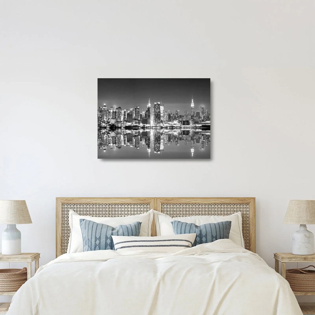 Tablou pe sticlă - New York, alb-negru (70x50 cm)