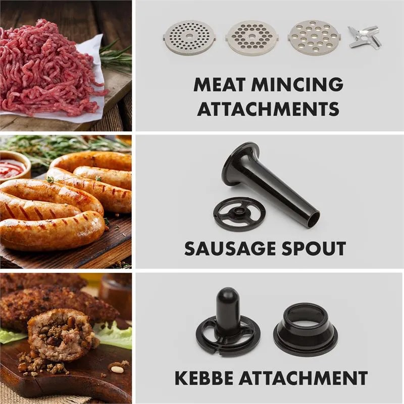 Curve Plus, robot de bucătărie, 5 l, mașină de tocat carne 4 în 1, argintiu, 1000 W