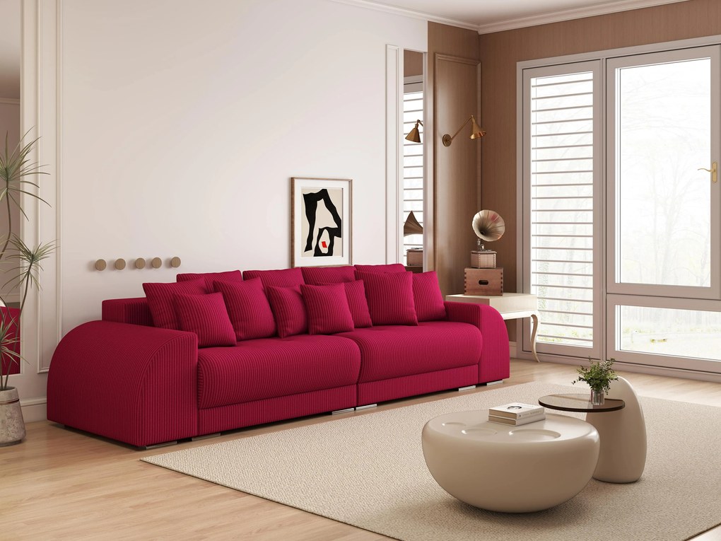 Canapea extensibilă dumonde cu 2 lăzi de depozitare si sezut confortabil din spuma high-density, Verona Zoom Red 310x100 cm