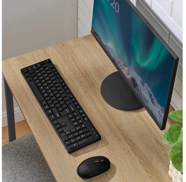 Set pentru birou masa de birou TAYLOR 80x50 cm stejar sonoma + scaun de birou AVOLA VELVET albastru regal