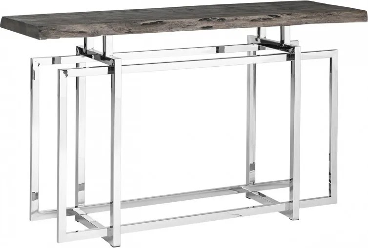 Consola design LUX din otel lucios si lemn Tuxedo