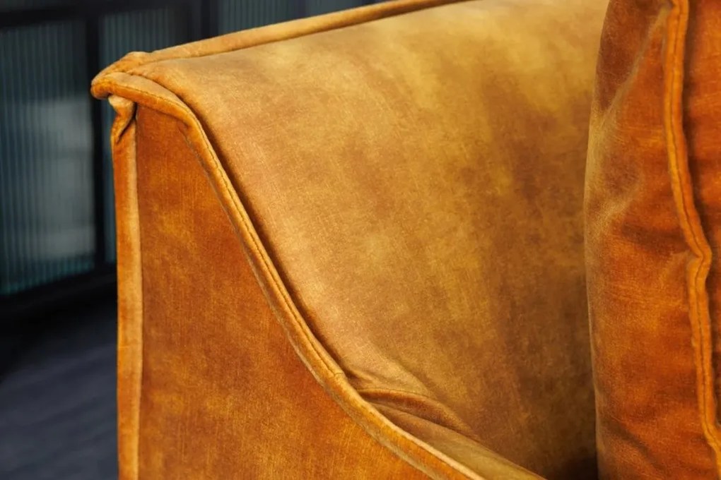 Canapea confortabila Heaven 205cm, catifea galben mustar A-40831 VC