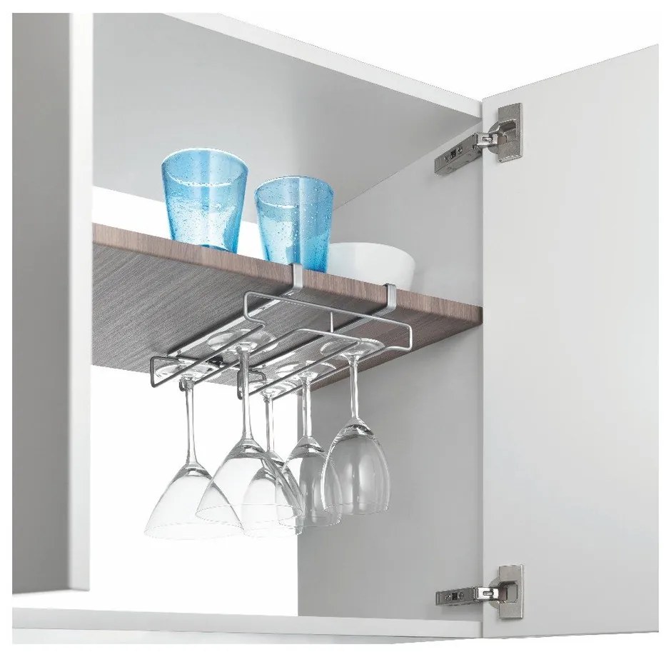 Suport suspendat pentru 8 pahare Metaltex Glass, lungime 20 cm