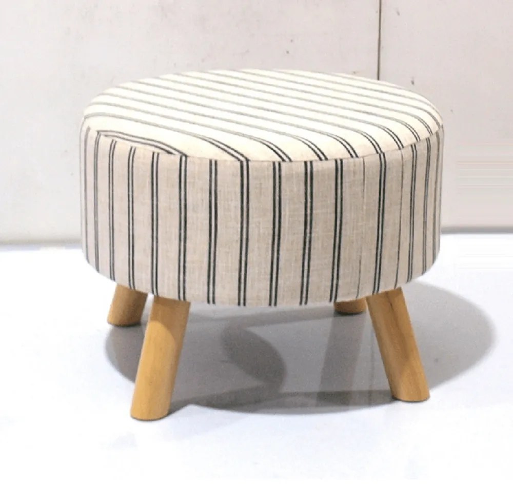 Taburet, material bej cu imprimeu/lemn, RONDA