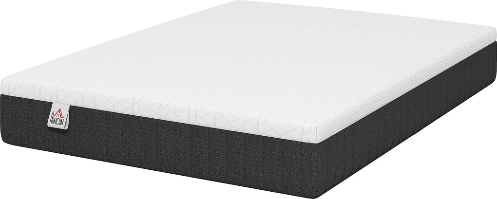 HOMCOM Saltea 140 x 190 cm, grosime 25 cm, spumă cu memorie, arcuri individuale 7 zone, fermitate medie | Aosom Romania