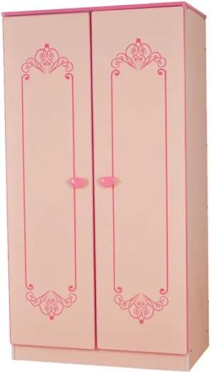 Dulap pentru camera copilului din mdf , 2 usi , model printesa roz