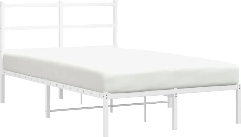 vidaXL Cadru de pat metalic cu tăblie, alb, 120x190 cm
