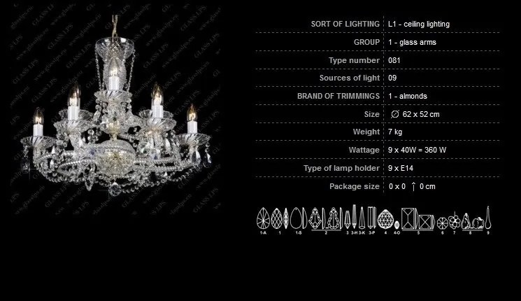 Lustra 9 brate cristal Bohemia L11 081/09/1-A