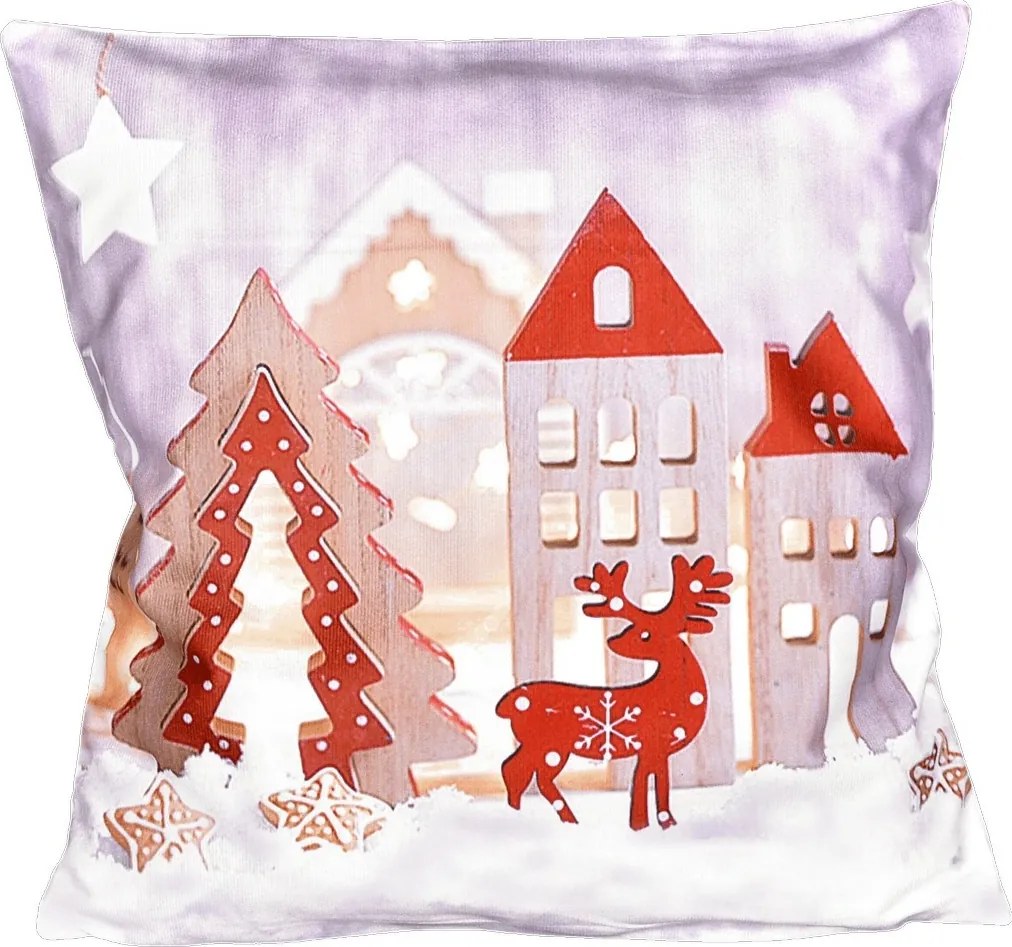 Față de pernă de Crăciun Decor roșu, 40 x 40cm