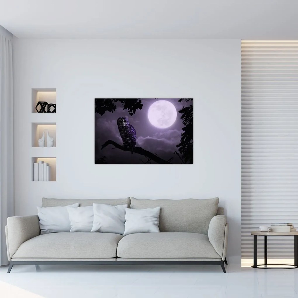 Tablou - Bufniță de noapte, violet (90x60 cm)