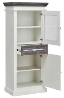 Vitrina Cu 2 Usi Si 1 Sertar Cabana Alb Si Antracite , 65.3 Cm