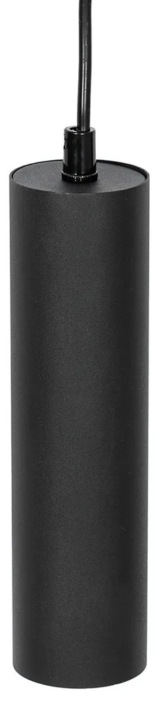 Lampă modernă suspendată neagră cu lemn cu 5 lumini - Jeana