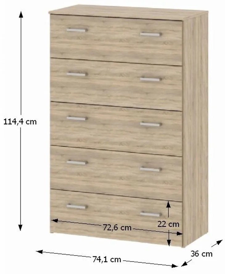 Zondo Comodă Variar 5 (Stejar sonoma). 794131