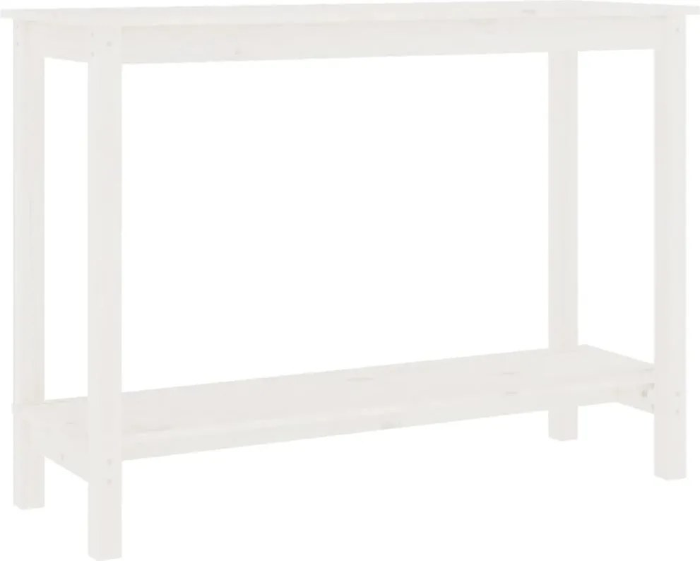 vidaXL Masă consolă, alb, 110x40x80 cm, lemn masiv de pin