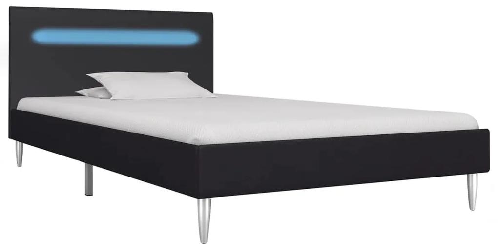 280961 vidaXL Cadru de pat cu LED-uri, negru, 90x200 cm, material textil