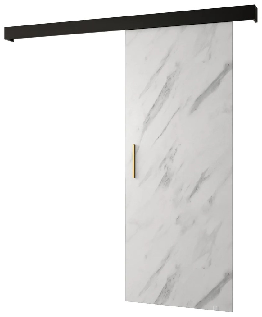 Uși culisante 90 cm Sharlene I (marmură alb + negru mat + auriu). 1043593