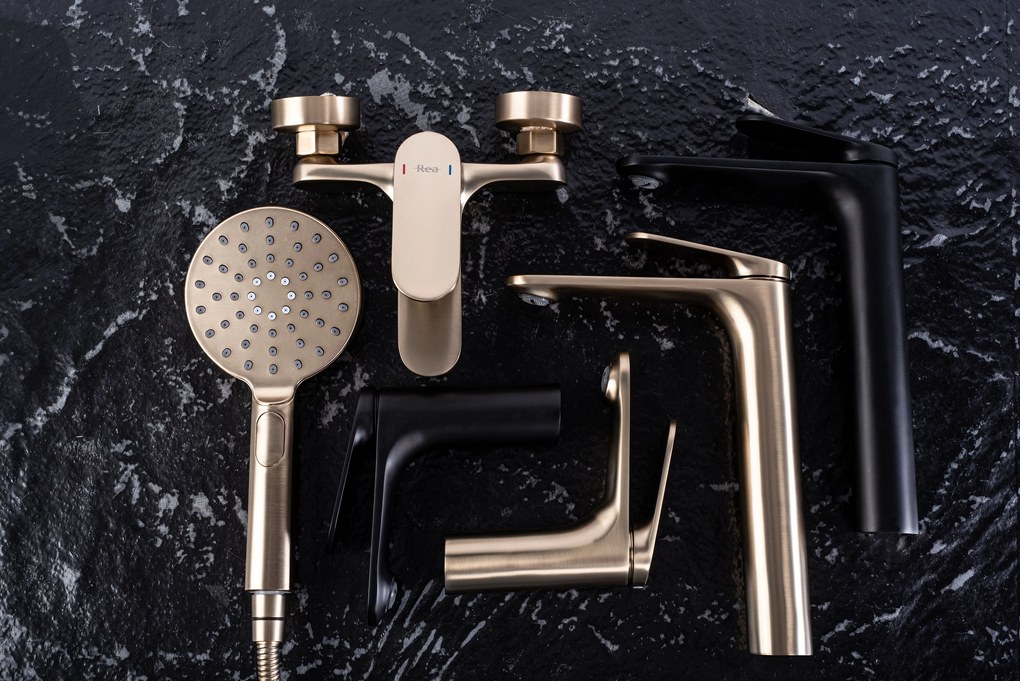Baterie pentru cadă REA Marco Brush Gold