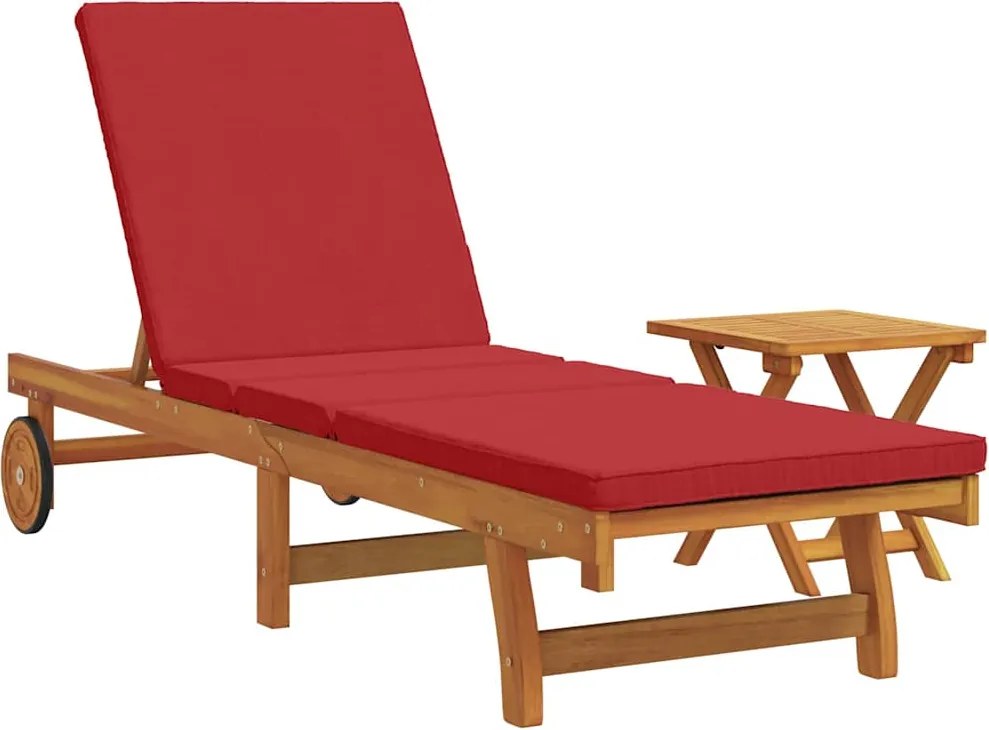 vidaXL Șezlong 1-persoană 2 pcs Maro Lemn Solid de Acacia