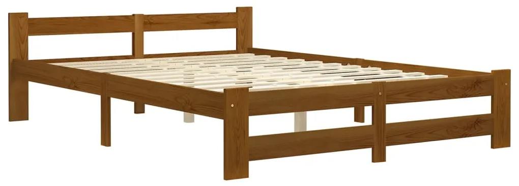 322007 vidaXL Cadru de pat, maro miere, 120 x 200 cm, lemn masiv de pin