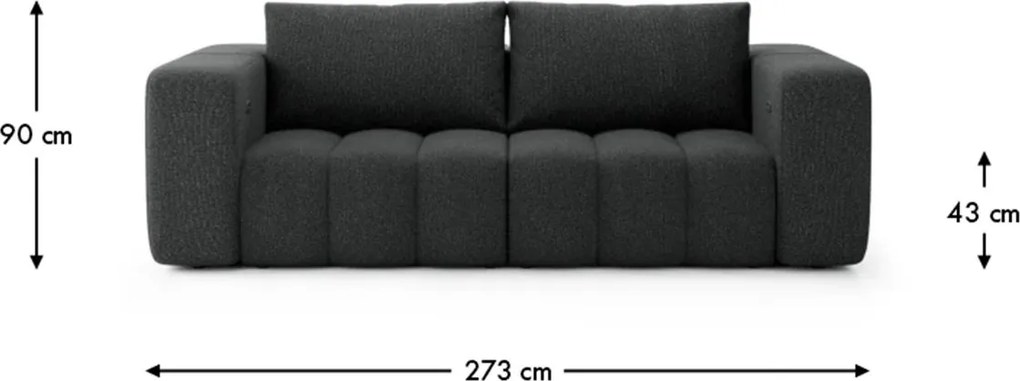 Canapea lemn masiv extensibilă electrică Bern, 273 × 115 × 90 cm