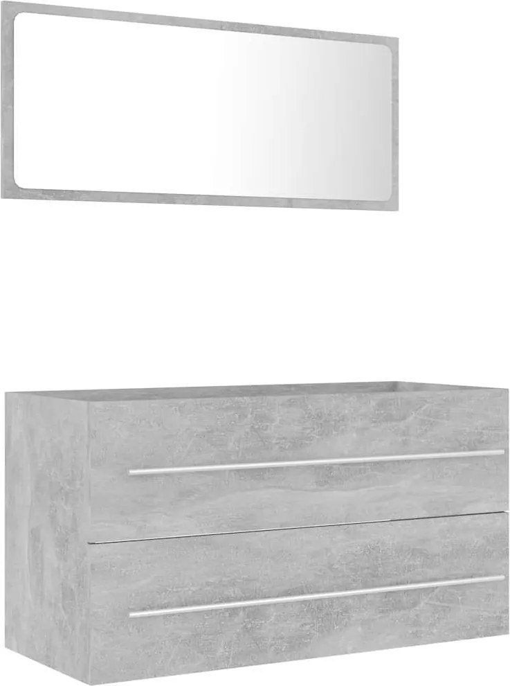 vidaXL Set mobilier de baie, 2 piese, gri beton, PAL
