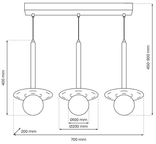 Lustră pe cablu FUTURA 3xG9/7W/230V neagră