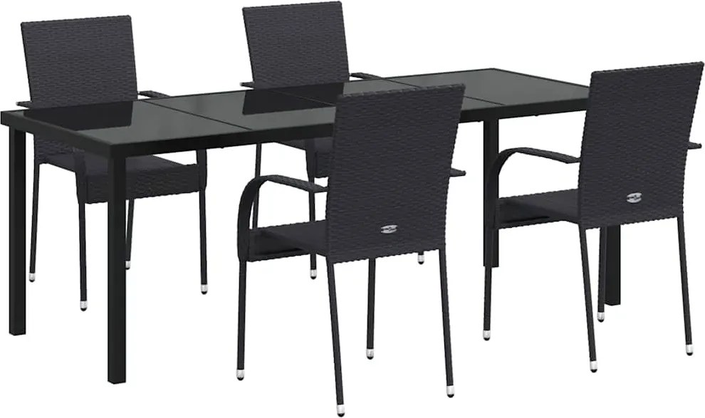 vidaXL Set de masă pentru grădină 5 pcs Negru