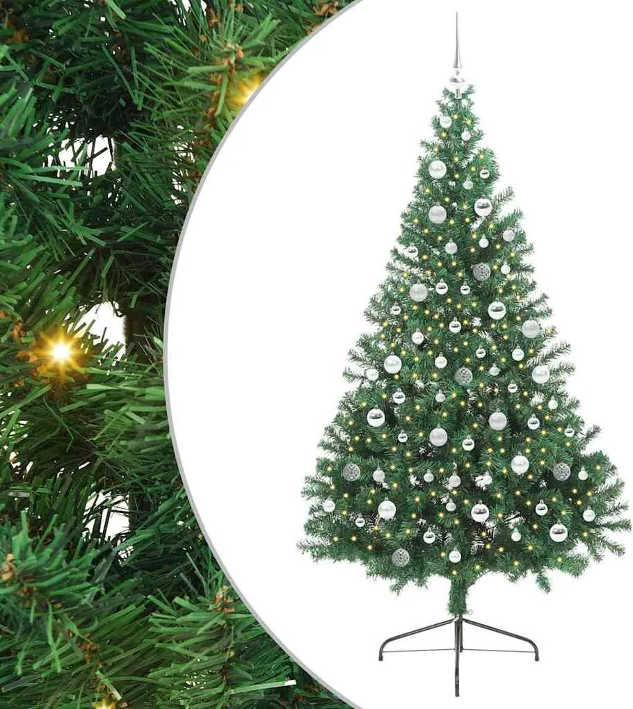 vidaXL Pom de Crăciun artificial pre-iluminat Verde 210 cm PVC