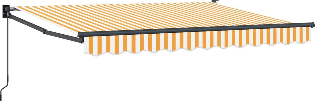vidaXL Copertină retractabilă manuală Galben și alb 2,5 x 2 m