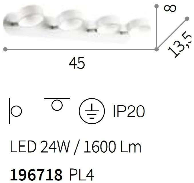 Aplica LED perete sau tavan directionabila OBY PL4 196718
