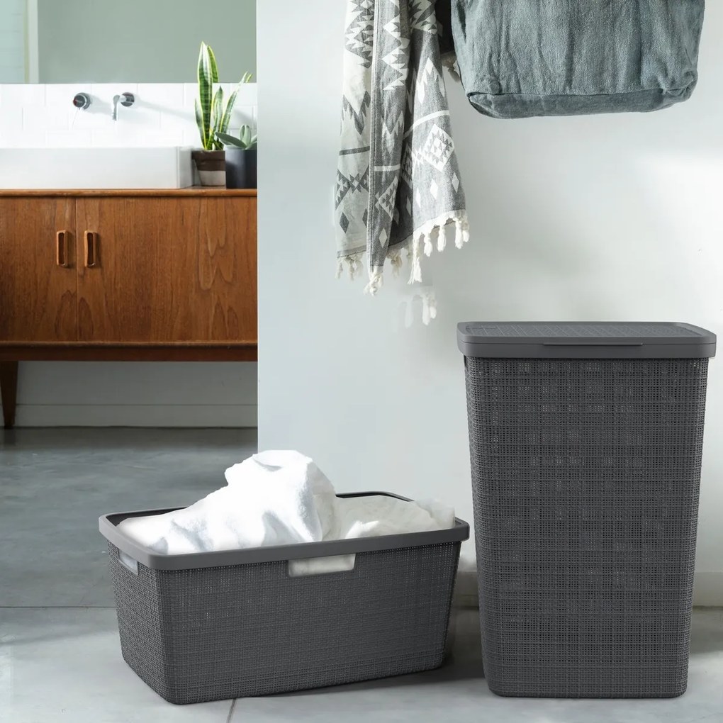 Curver Coș pentru rufe murdare Jute 58 l, griînchis