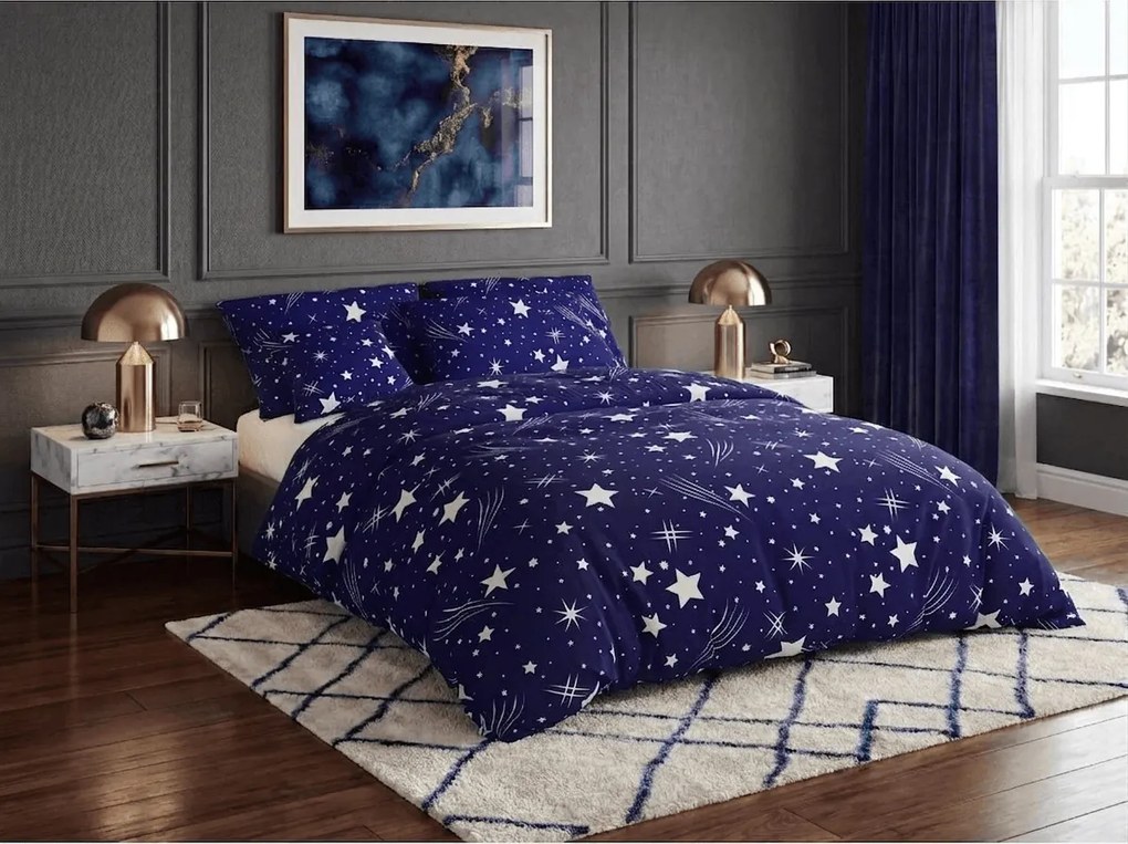 Lenjerie de pat creponata NIGHT SKY POLY albastru Dimensiune lenjerie de pat: 2 buc 70 x 90 cm | 200 x 220 cm