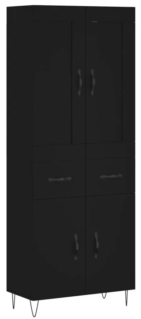 3199906 vidaXL Dulap înalt, negru, 69,5x34x180 cm, lemn compozit