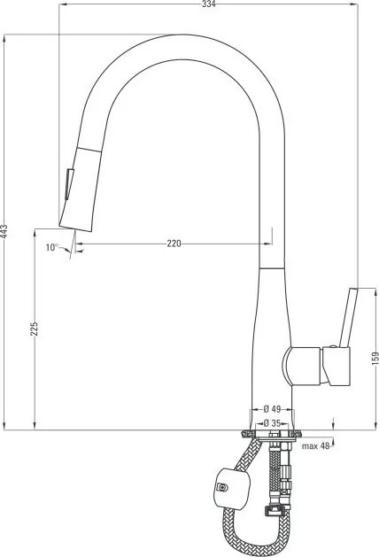 Baterie bucatarie extractabila finisaj crom Lukrecja BDH_072M