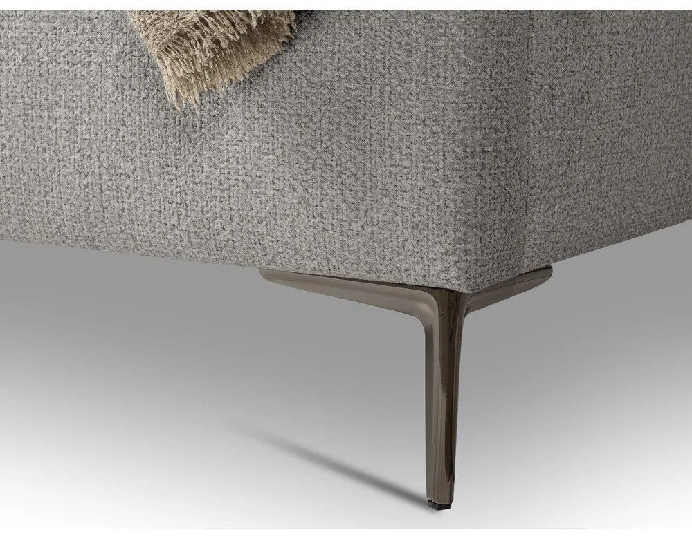 Pat matrimonial gri deschis tapițat cu somieră 180x200 cm Makana – Makamii