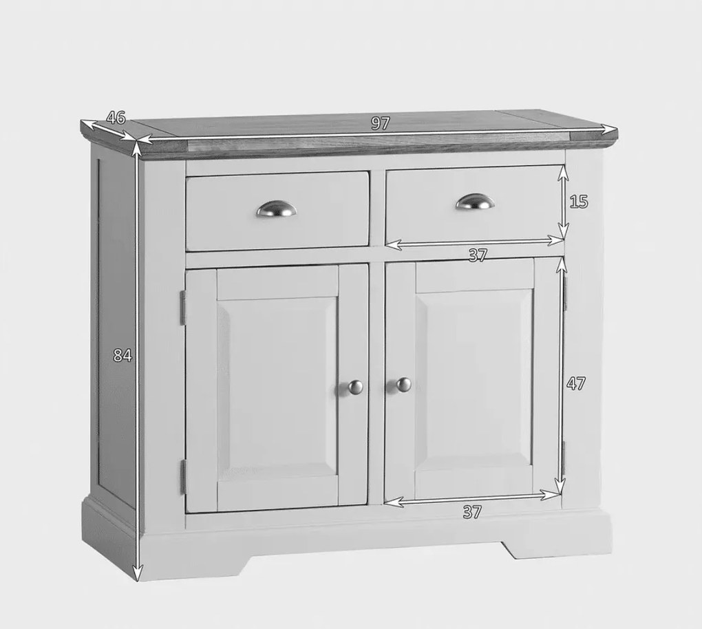 Bufet lemn masiv gri Ives II Personalizabilă, 97 × 46 × 84 cm