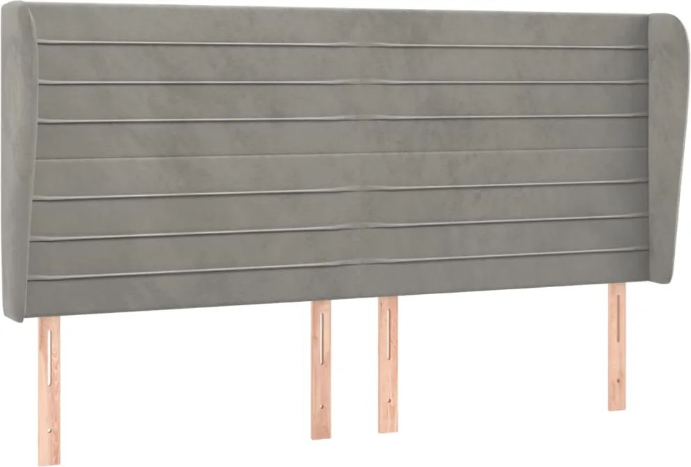 vidaXL Tăblie de pat cu aripioare gri deschis 163x23x118/128cm catifea
