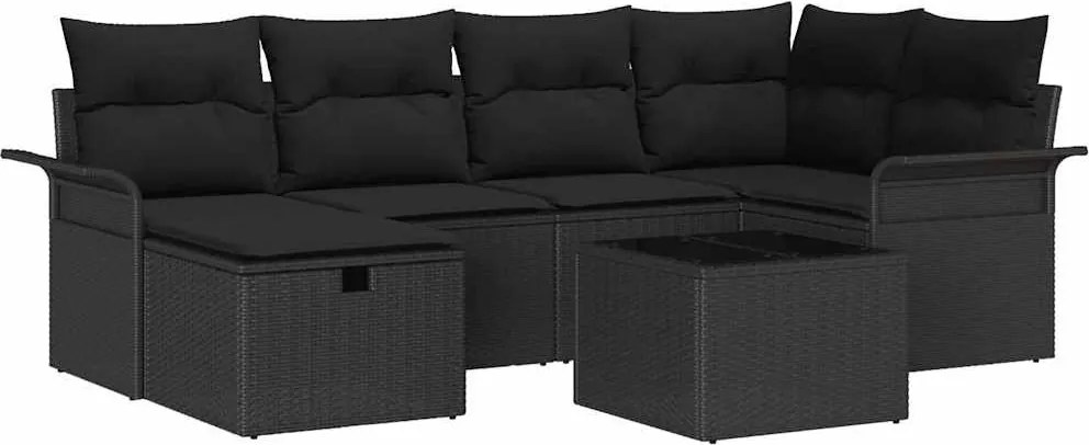 vidaXL Set de canapele pentru grădină cu pernă 7 pcs Rattan poli