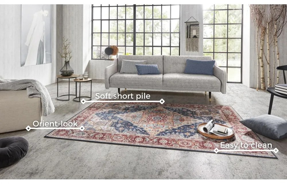 Covor Nouristan Sylla, 120 x 160 cm, roșu - albastru închis