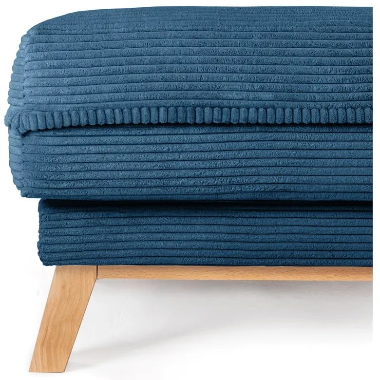 Taburet albastru cu tapițerie din catifea reiată Tori – Bonami Selection